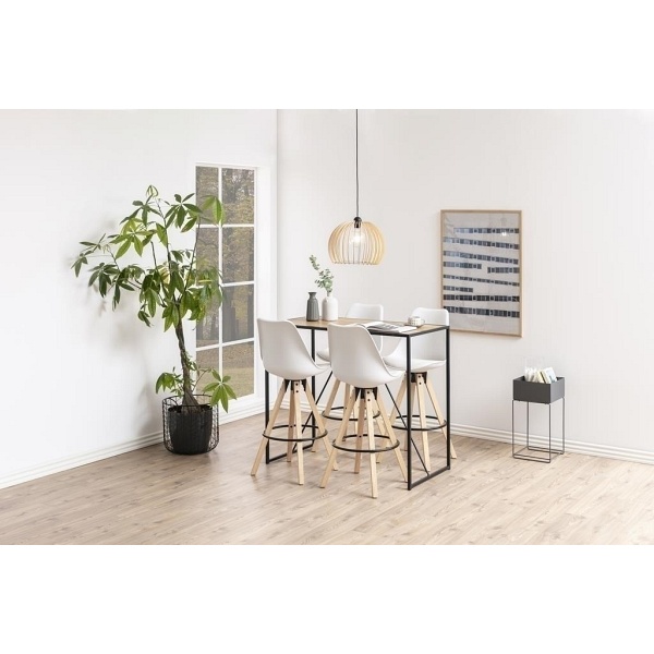 Stół barowy Seaford czarny/dąb - ACTONA